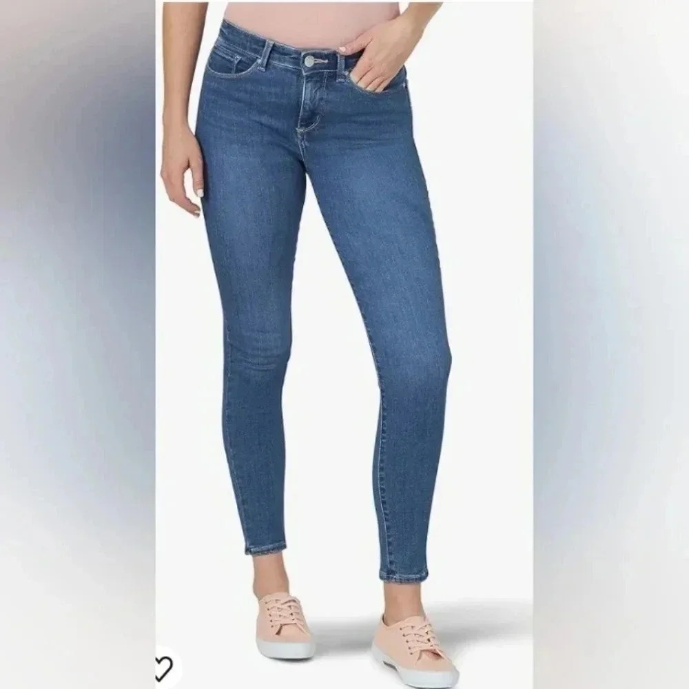 Women's Lee Mid Rise Sculpting Slim Fit Skinny Leg Jeans, Blue, Size 16m, Nwot